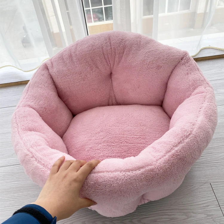 Pink princess bed teddy Bomei pet sofa dog kennel winter super soft warm small dog all-season universal cat kennel