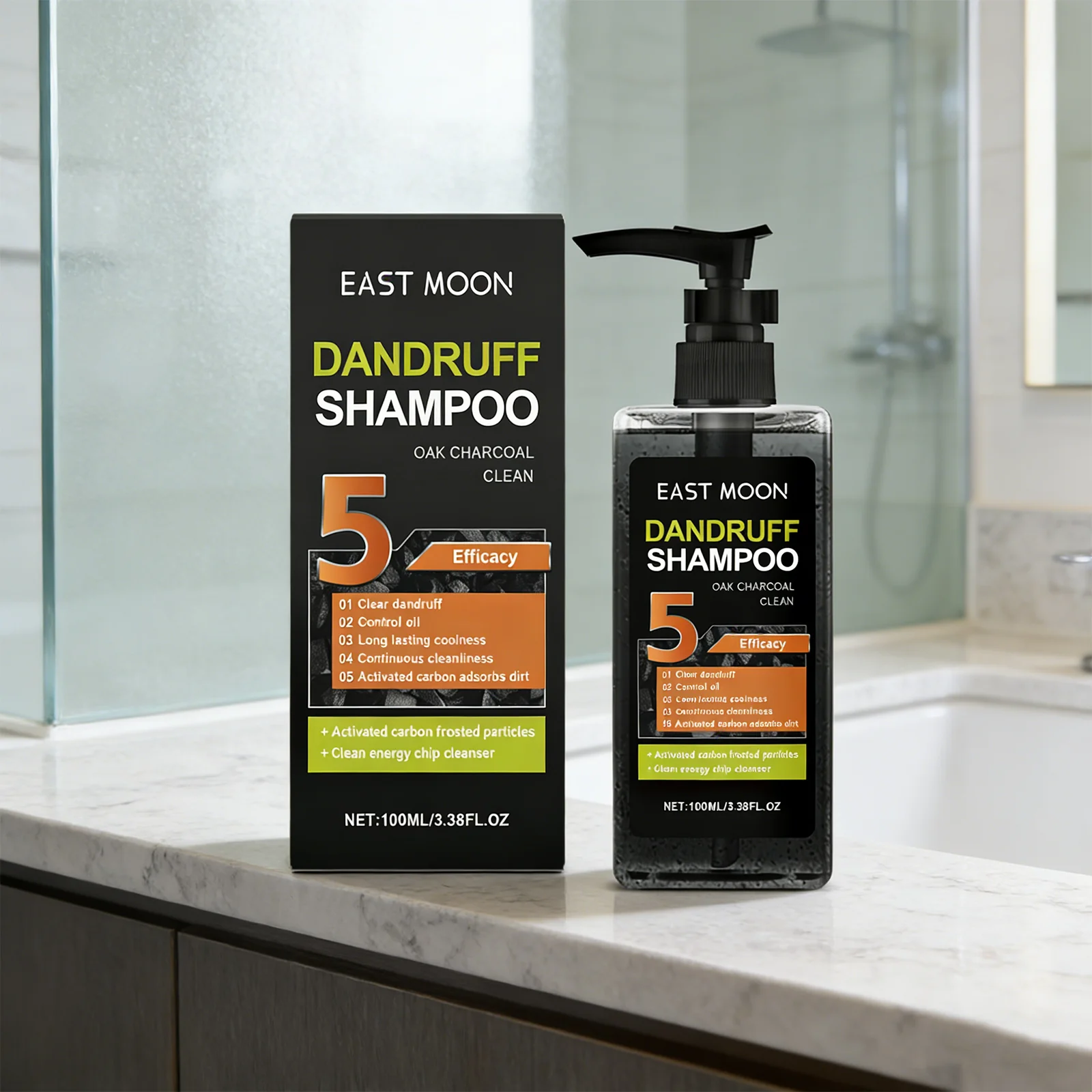 

East Moon 100mL Oak Charcoal Clean Dandruff Shampoo, Deep Cleansing, Refreshing Oil Control, Soothes Scalp, Fresh Fragrance