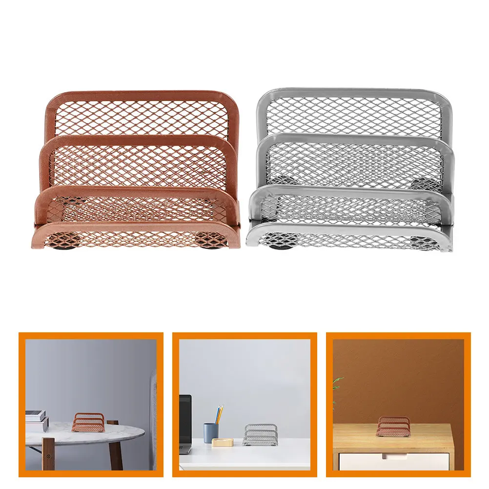2Pcs Metal File Holder Vertical Desktop Book Organizer Office Magazine Rack Home Supply Letter Holders for The Home