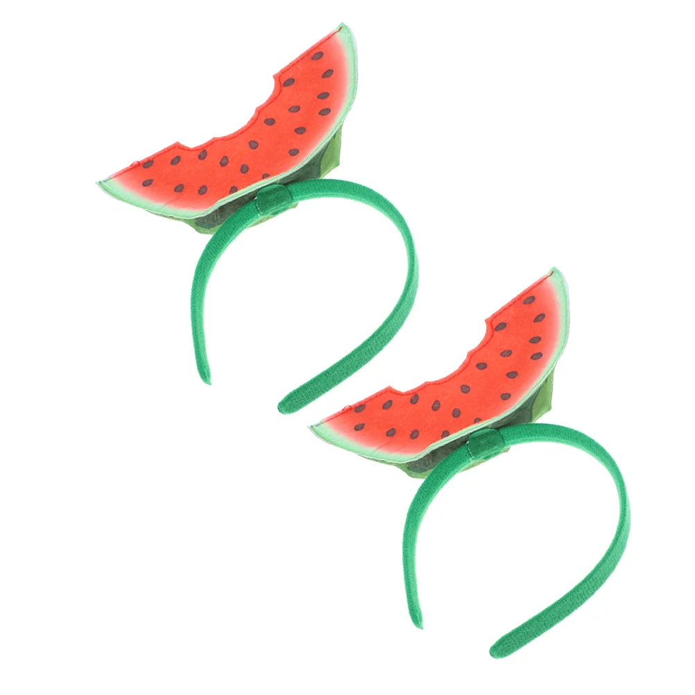 

2 Pcs Three-dimensional Watermelon Headband for Women Washable Valentines Heat Transfer Felt Cloth Woman