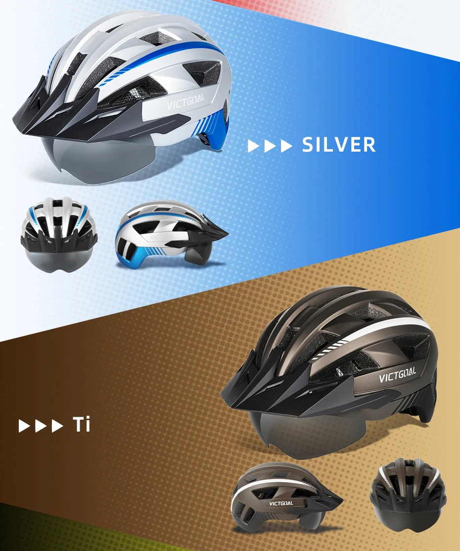 VICTGOOL Fahrradhelm für Männer Sonnenblende Goggles Radfahren Helm LED USB Licht Magnetische Linse MTB Rennrad Helme Sicherheit – Detail 22