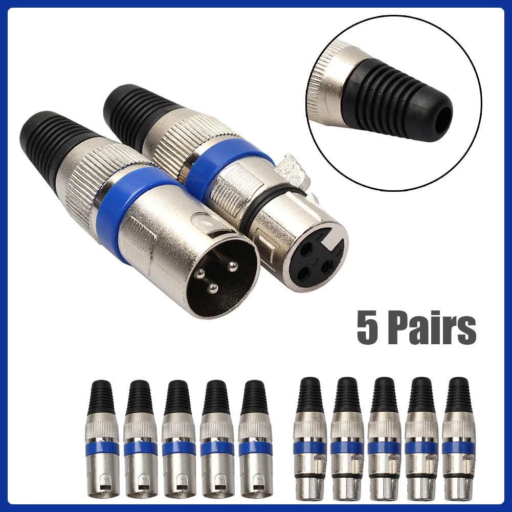 5 Pairs Audio Cable Connector Portable Female Socket Practical Convenient  Multi-function XLR 3 Pin for Video Connecting