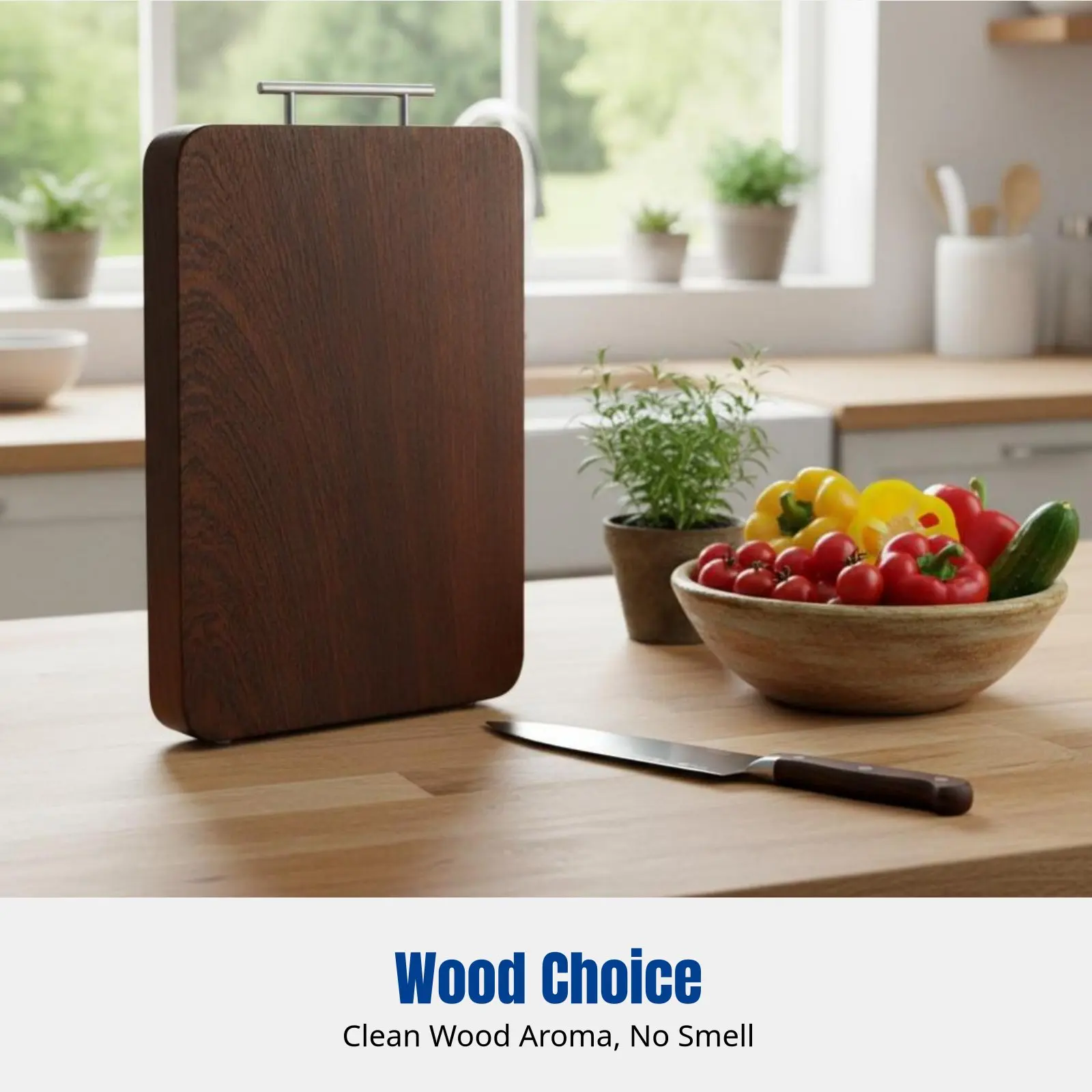 

Durable Ebony Wood Cutting Board, Microbial-Resistant, Square Chopping Board for Kitchen, Crack-Resistant