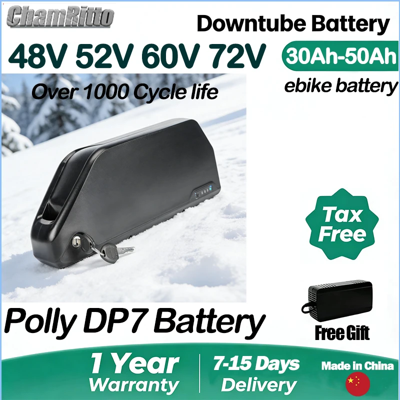 

Electric Vehicle Bicycle 36v48v52v60v72v cham rider Battery 30 40ah 50 60ah Batterij Lower Tube 21700 Bafang 1000w 2000w Battery