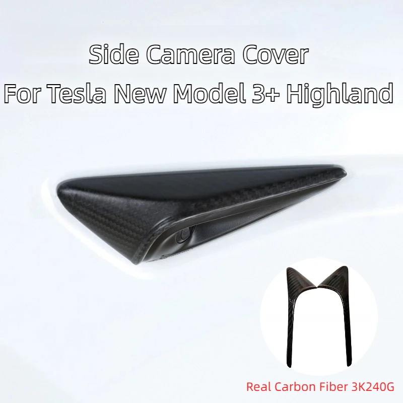 

Side Camera Cover for Tesla New Model 3+ HW4.0 Highland 2024 Real Carbon Fiber 3K240G Leaf Board Sticker Decoration Accessories