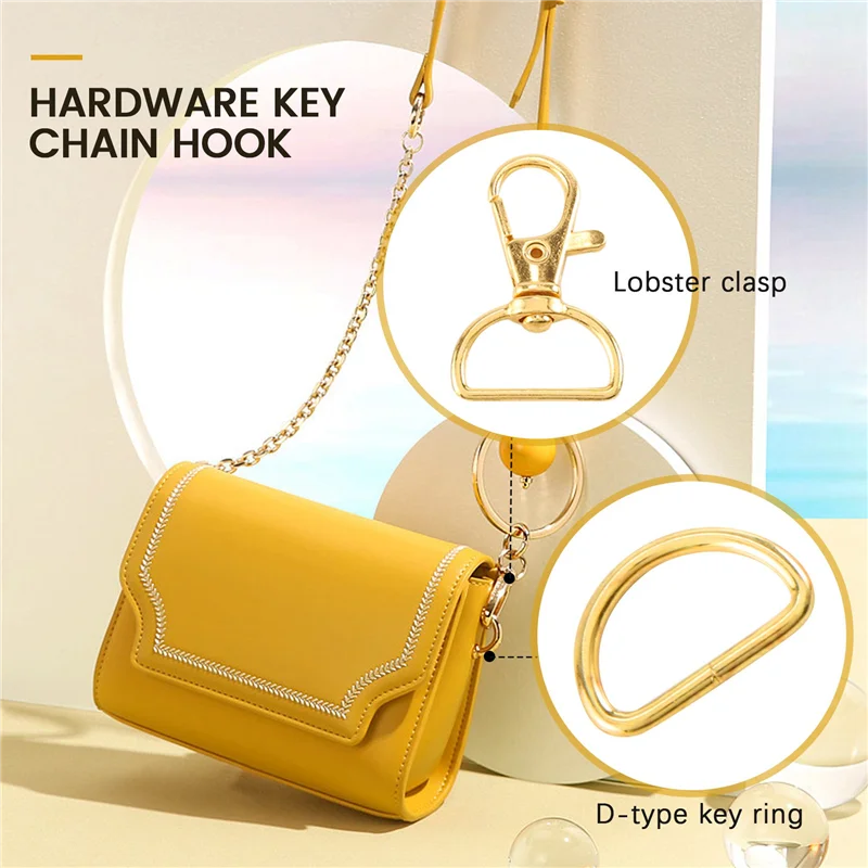 ABNQ 56 Pcs Purse Hardware Keychain Hooks for Bag Making Lanyard Snap Hooks Metal Swivel Clasps with D Rings and Slide Buckle