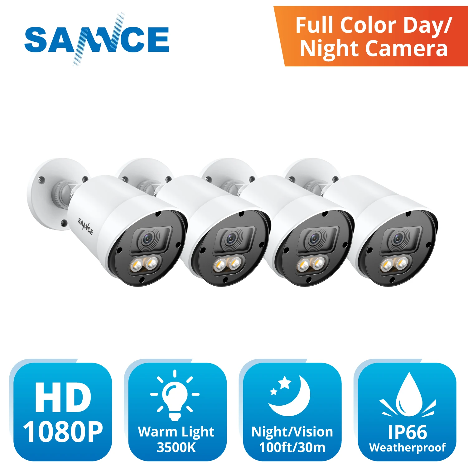 SANNCE 1080P Outdoor Full Color Night Vision Waterproof Security Protection Camera Home CCTV Video Surveillance Camera 3.6mm Len