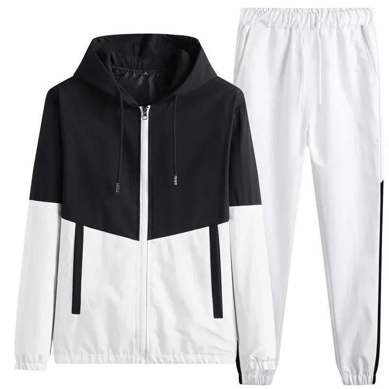 Men Tracksuit Casual Joggers Hooded Sportswear Jackets and Pants 2 Piece Sets Hip Hop Running Sports Suit