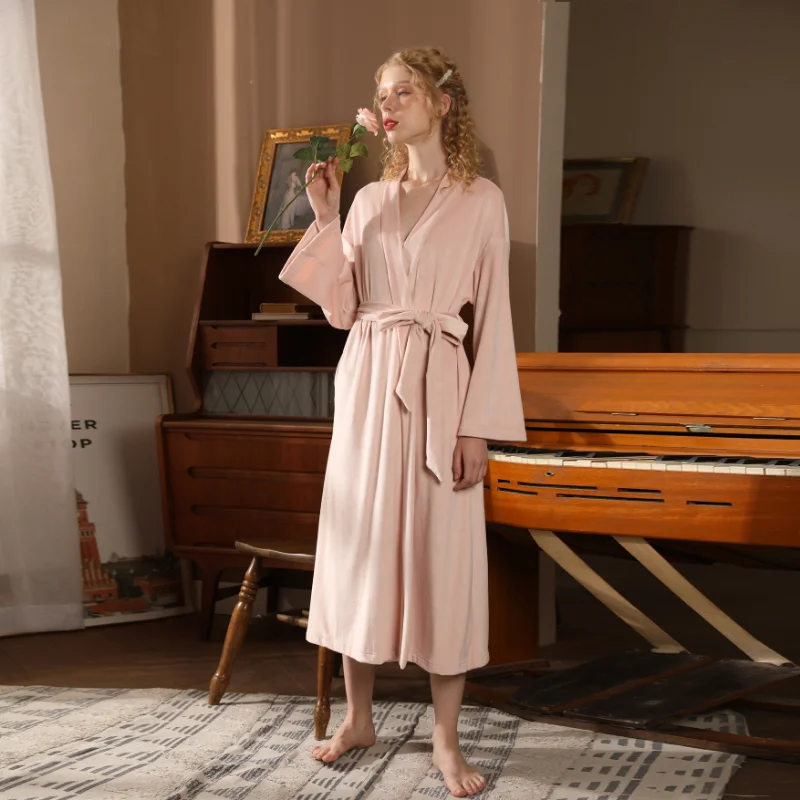 Warm Velvet Nightgown Robe Sets Women Autumn Winter Pink Bowknot Night Dress Bathrobe Velour Two Piece Sets Nightwear Sleepwear