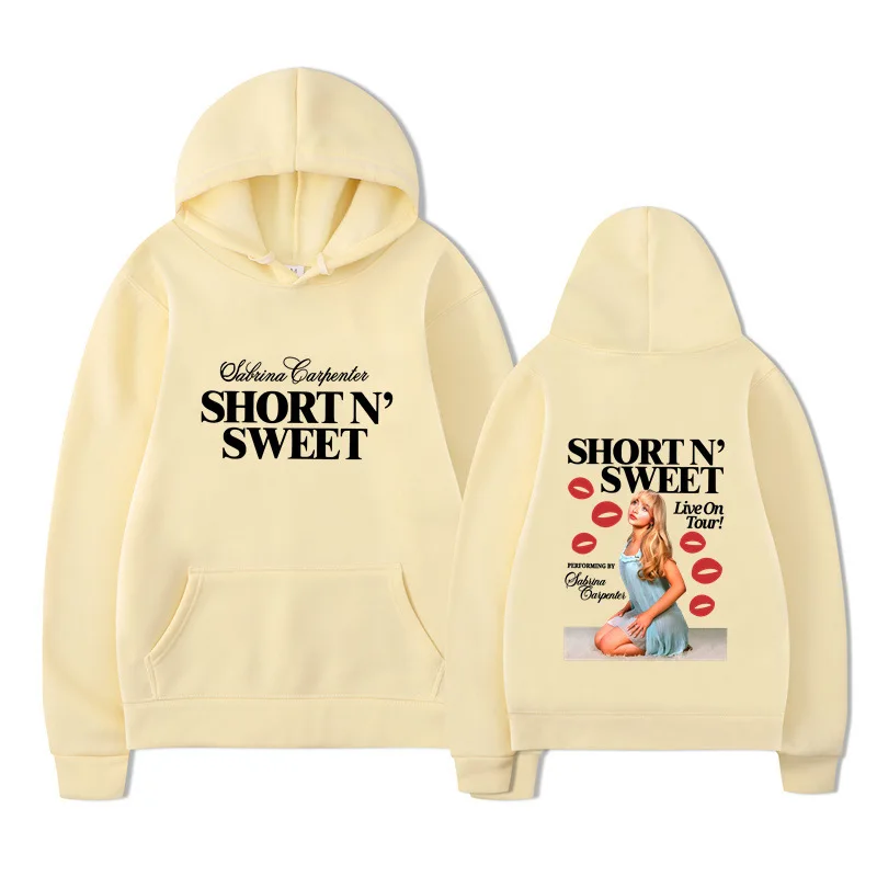 Sabrina Carpenter Short N Sweet Tour estampado Otoño Invierno Sudadera con capucha para hombre ropa de calle Y2K estilo callejero Jersey Casual