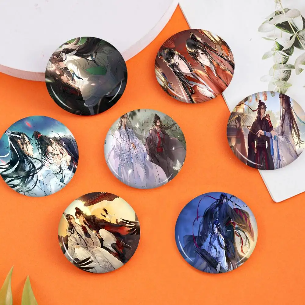 Anime Mo Dao Zu Shi Round Button Pins Slogan Creative Brooches Backpack Clothes Decoration Fashion Cartoon Jewelry Gifts