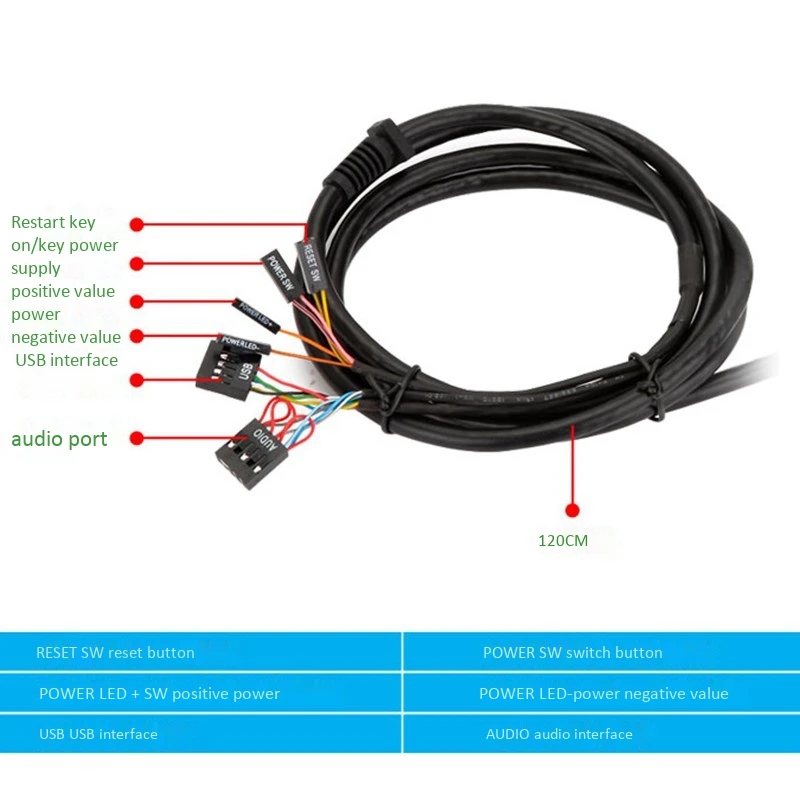 Desktop Power Switch Computer Power Supply On/Off Reset Button Switch Extender With Dual USB Dual Port Audio Jack