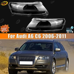 For Audi A6 C6 2006-2011 Transparent Lampshade Clear Glass Headlamp Shell Car Left or Right Front Headlight Lens Cover