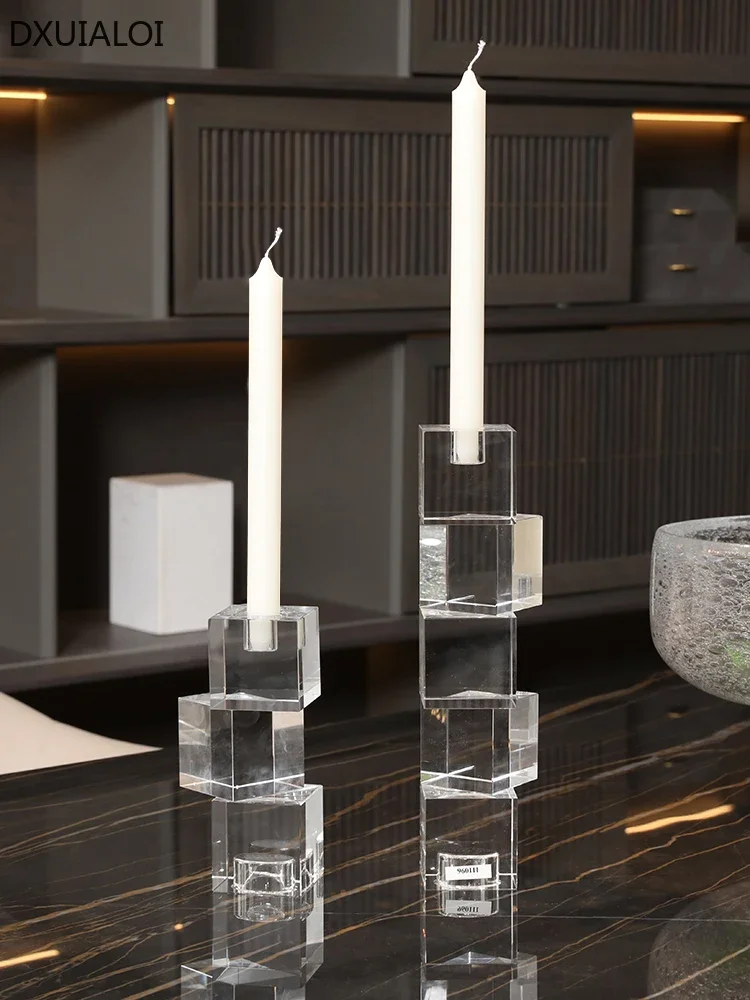 1PCS Crystal glass candlestick European Light Luxury Household Romantic Candlestick Home furnishings Dining table candlestick