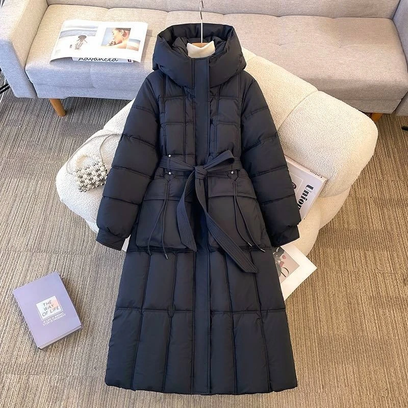 2025 nouveau hiver femmes Long coton manteau mode coupe ajustée à capuche chaud élégant Trench veste