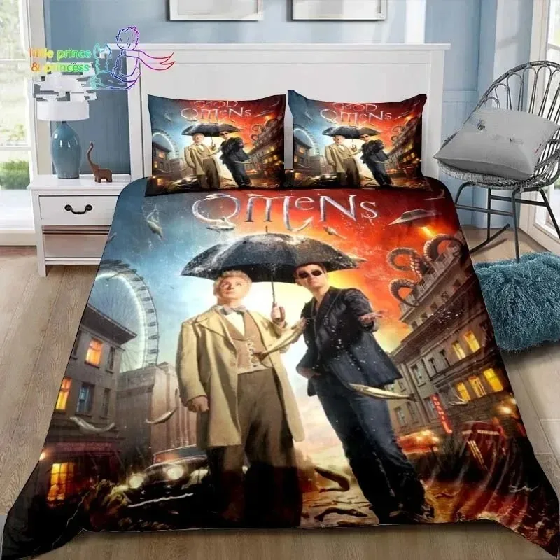 Good Omens Love Bedding Set Single Twin Full Queen King Size Bed Set Adult Kid Bedroom Bedding Gift