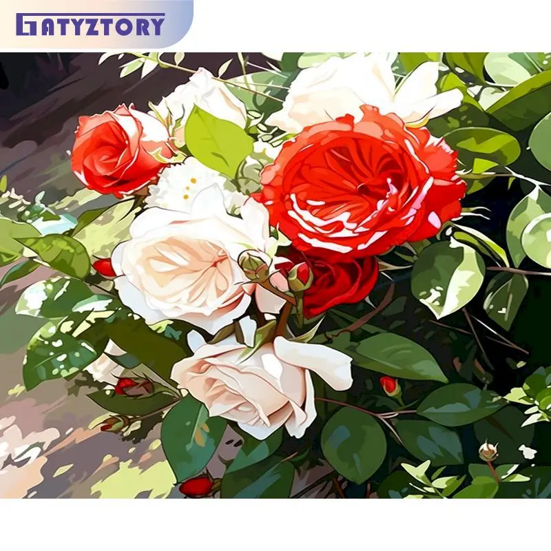 

GATYZTORY Modern Painting by numbers Kill time Picture Paint Flowers DIY Coloring by numbers Adults crafts Home Decor