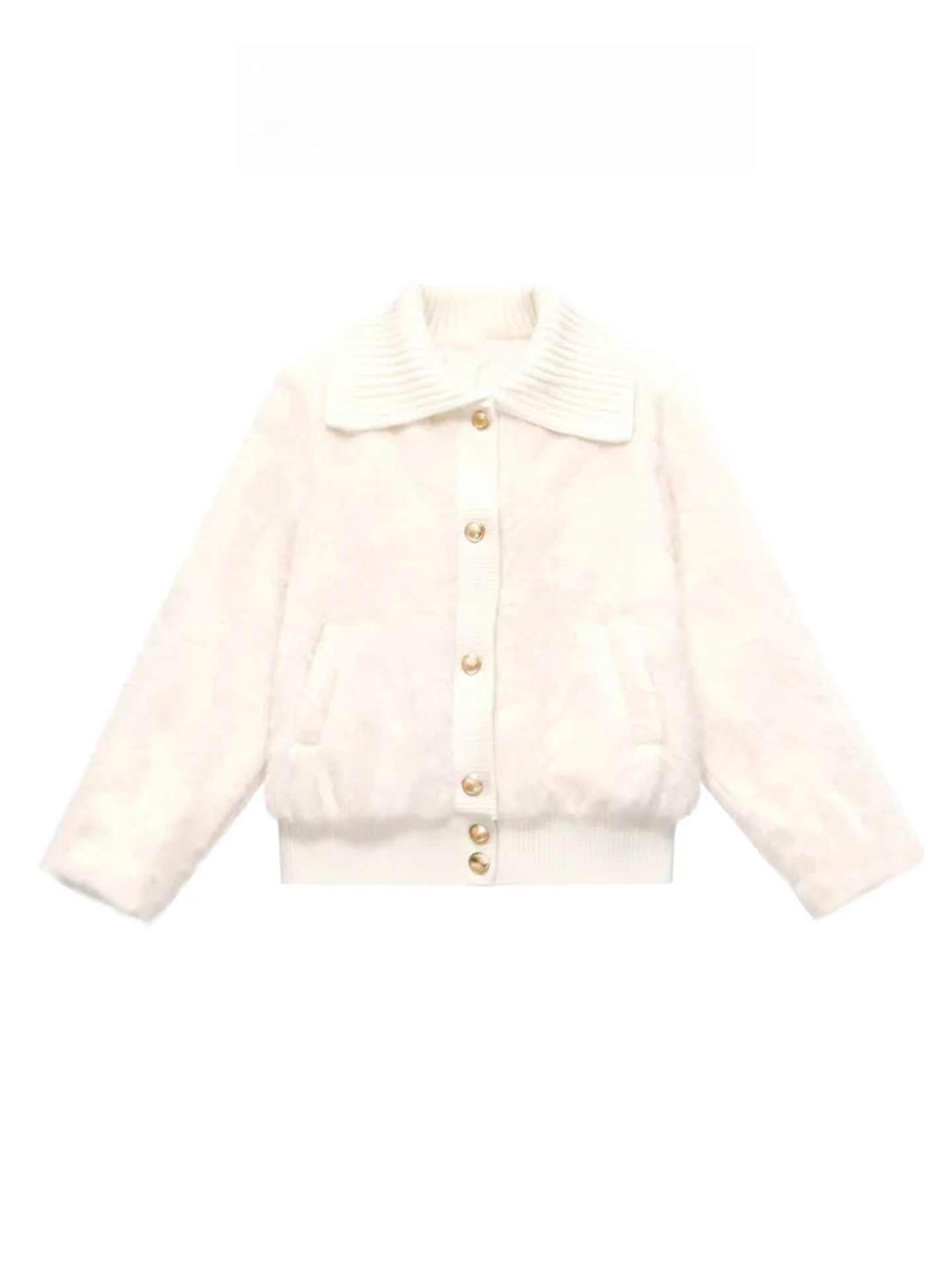 

Sweet Soft Thiened Knitted Cotton Inserted Women's Outerwear Autumn Winter High-End Fluffy Jaet Environmental Fur Vest