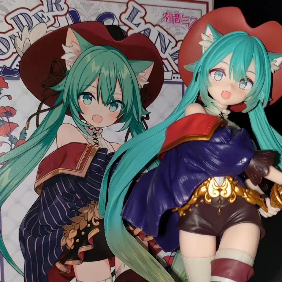 Hatsune Miku Desktop Cute Action Figure Tale Wonderland Miku Puss in Boots Anime Figurine Kawaii Girl Model Toy Adorable Decor