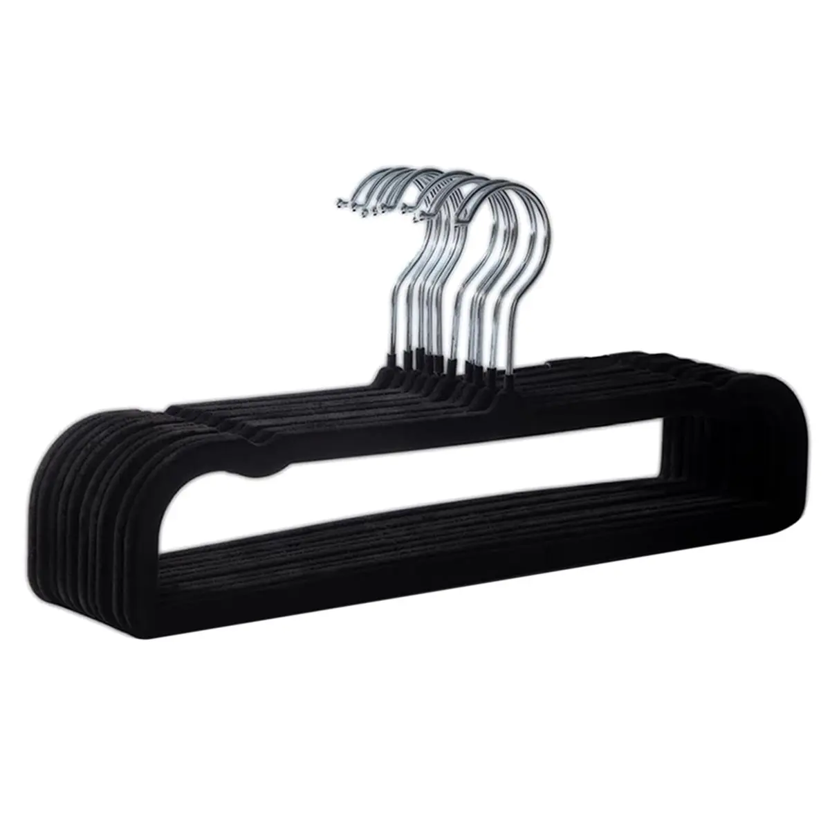 A24I 10 Pcs Velvet Hangers Non Slip,Black Thin Space Saving Clothes Hanger for Closet Storage, Bra Jean Pants Organizer