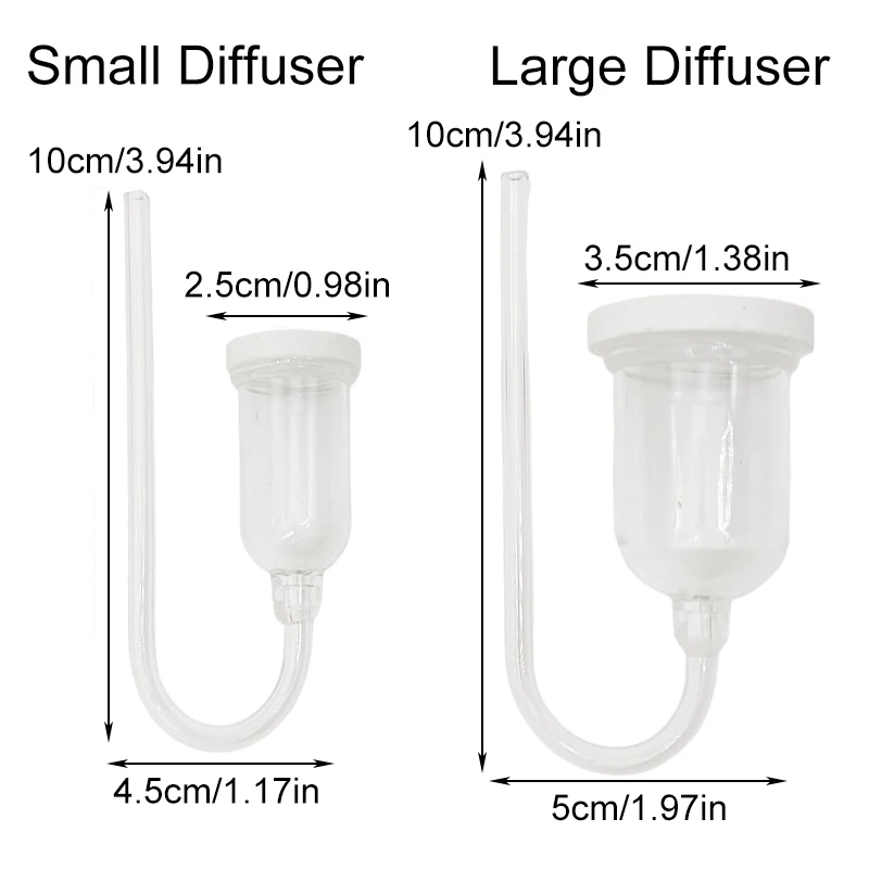 CO2 Diffuser for Aquarium Bubble Reactor CO2 System Atomizer for Fish Tank Live Plants Water Grass Grow Refiner with Suction Cup