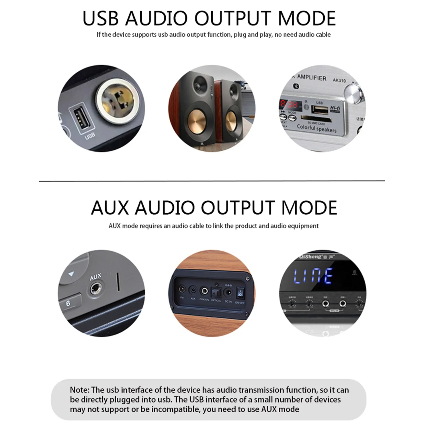 AEE4-KN318 Bluetooth Adapter,5.1 Bluetooth Receiver Stereo Hands-Free Call USB/AUX Output Portable,For Home Car Office,Black