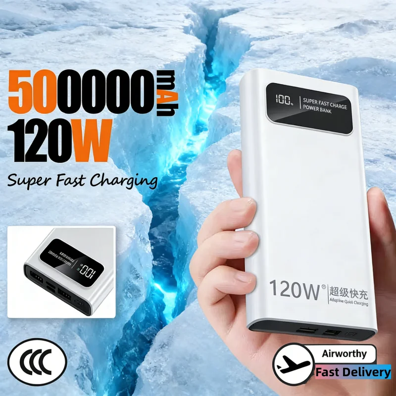 120W Power Bank Super Fast Charging 200000mAh Large Capacity Portable External Battery For Mobile Power Bank For IPhone New