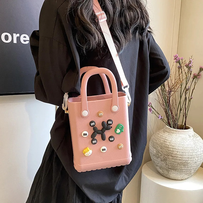 Candy Colored Bag Women\'s New Fashionable and Cute Internet Celebrity Handbag, Beach Bag Crossbody Bag Jelly Square Bag