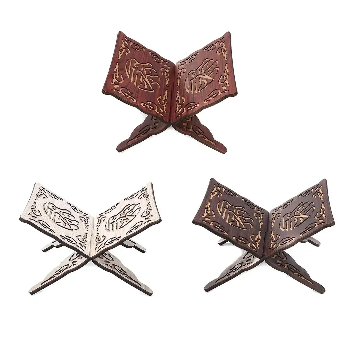 Wooden Book Stand Holder Quran Muslim 3 colors Decorative Removable Ramadan Allah Islamic Gifts Handmade Wood Book Shelf Decor