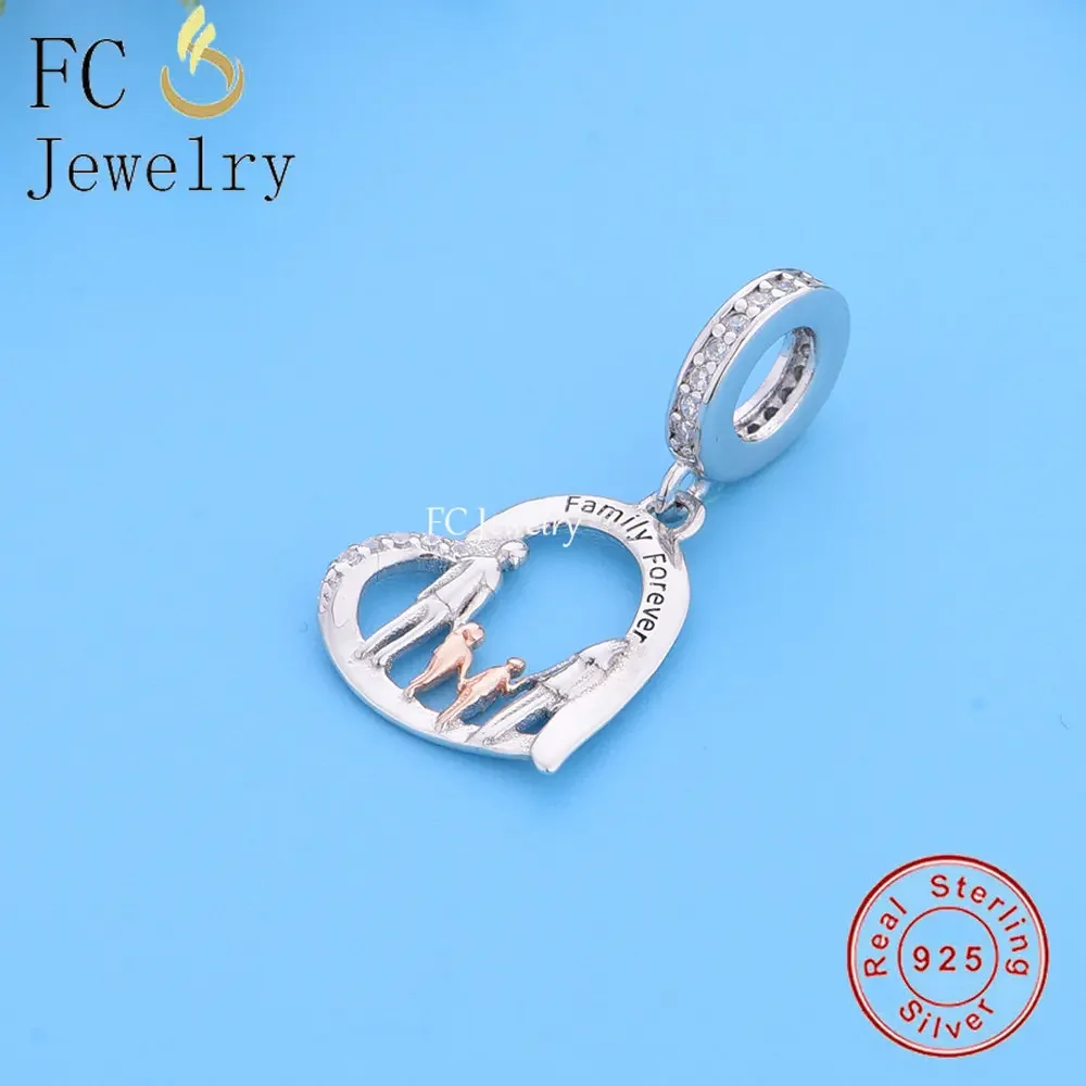 Fit Original Pan Charms Bracelet 925 Silver Dad Mother Daughter Son Hold Hands Walk Bead For Making Women Berloque 2024 DIY