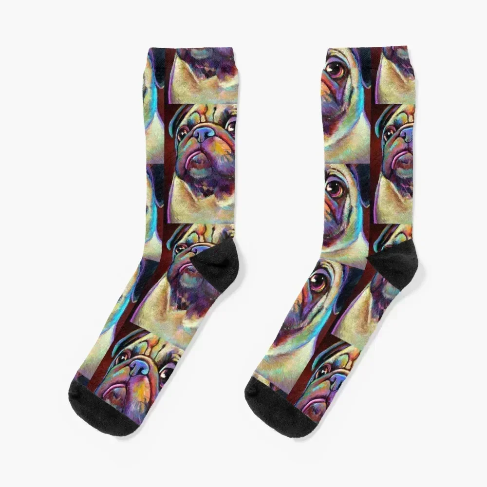 Adorable PUG PUPPY with DERP TONGUE Socks christmas stocking kids Mens Socks Women's