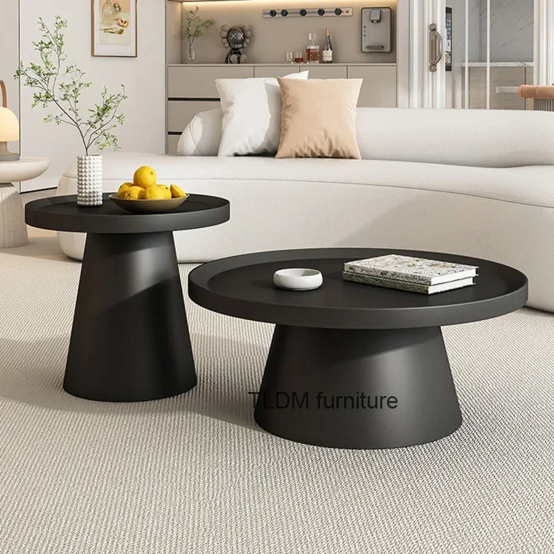 Aesthetical Tray Coffee Tables Black Ornaments Simple Adjustable Coffee Table Round Minimalist Mesa Centro Salon Home Furniture