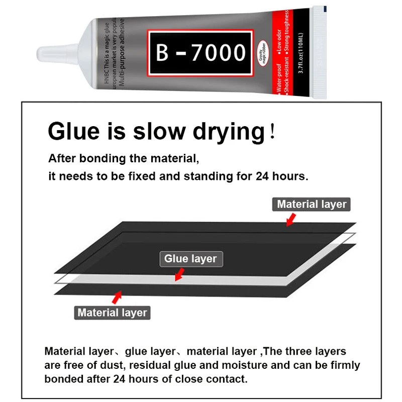 Colle liquide polyvalente avec embout applicateur de précision, B7000, Contact transparent, Adhésif de réparation de téléphone, 15 ml, 25 ml, 50ml,