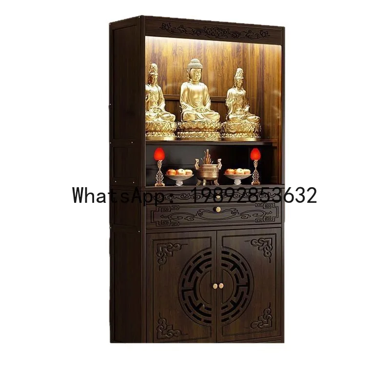 CZ New Chinese Style Buddhist Altar Home Standing Cabinet God of Wealth Cabinet Shrine Guanyin Buddha Statue Offering Table