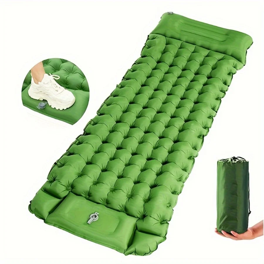 Factory supply Camping Sleeping Pad Ultralight Camping Mat with Pillow Built-in Foot Pump Inflatable Sleeping Pads