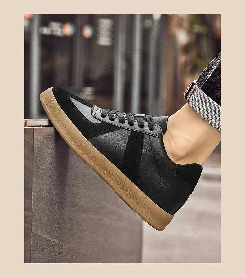 Men's Invisible Height Increasing Shoes 6/8cm German Training Shoes Breathable Genuine Leather Retro Casual Sports Shoes