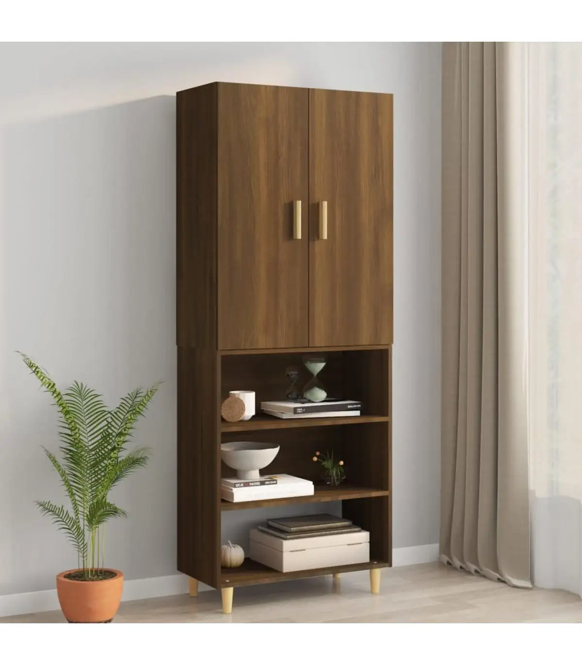 69,5x34x180 cm oak brown plywood high sideboards