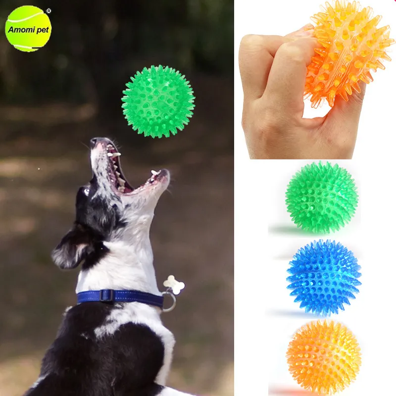 Dog Squeaky Toys Puppy Dogs Tooth Cleaning Sounding Thorn Ball Interactive Toy Soft TPR Training Pet Chew Toy Dog Accessories