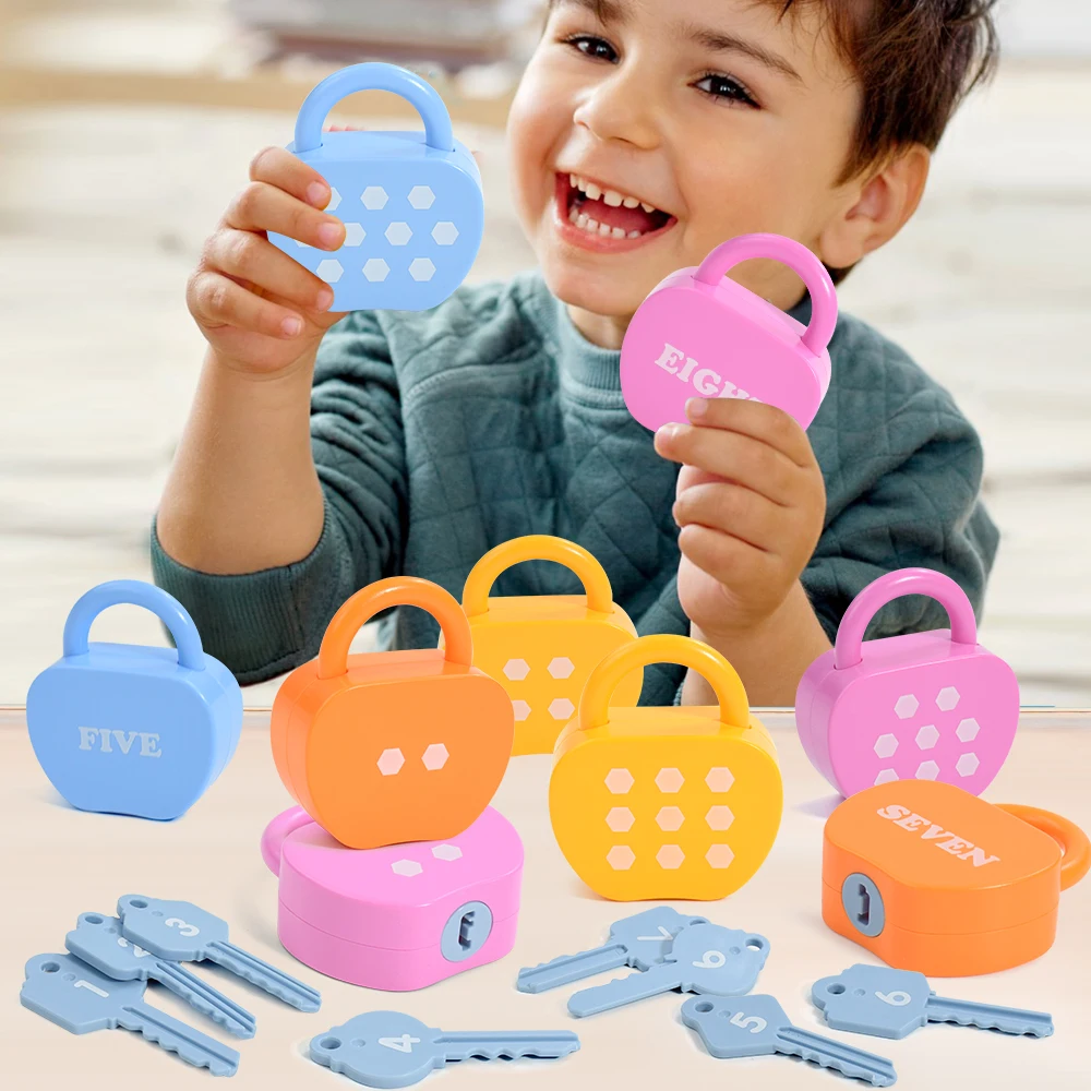 10 Set Apple Locks Schlüssel Karten Passende Spielzeuge Kinder Bildungs Lernen Passenden Zählen Homeschool Mathematik Spielzeug Geschenk für 3 + Kind