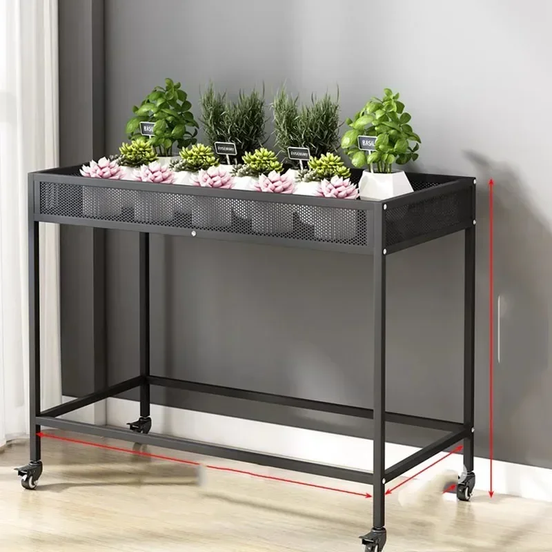 Black Under Window Flower Rack Cart Multiple Movable Indoor Flower Rack Storage Garden Porta Piante Shelf Decor Furniture Sets