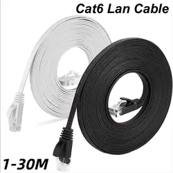 High Speed White Flat Ethernet Network Cable CAT6 Flat LAN RJ45 1000Mbps 0.5M 1M 1.5M 2M 3M 5M 10M 30M Cord for PC Laptop