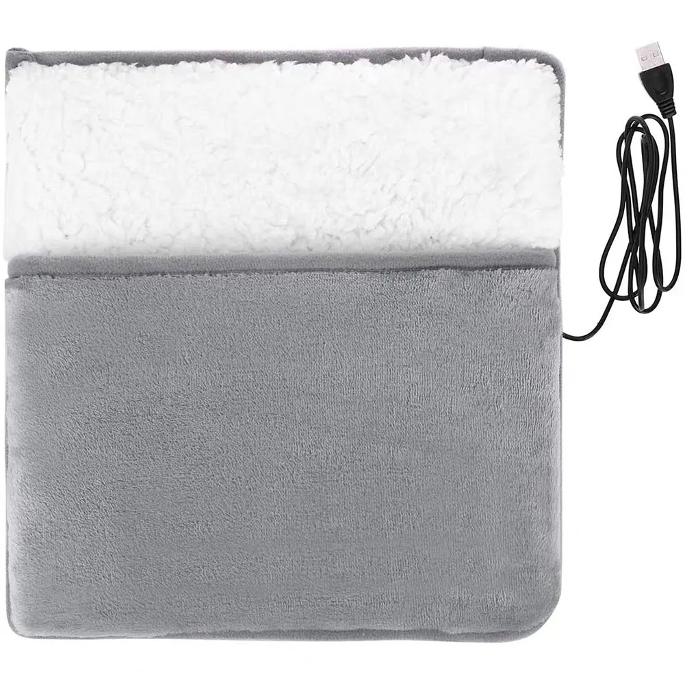 Household Feet Warmer Heater USB Constant Temperature Soft Plush Thermal Blanket Feet Foot Warming Mat for Home Office Bedroom
