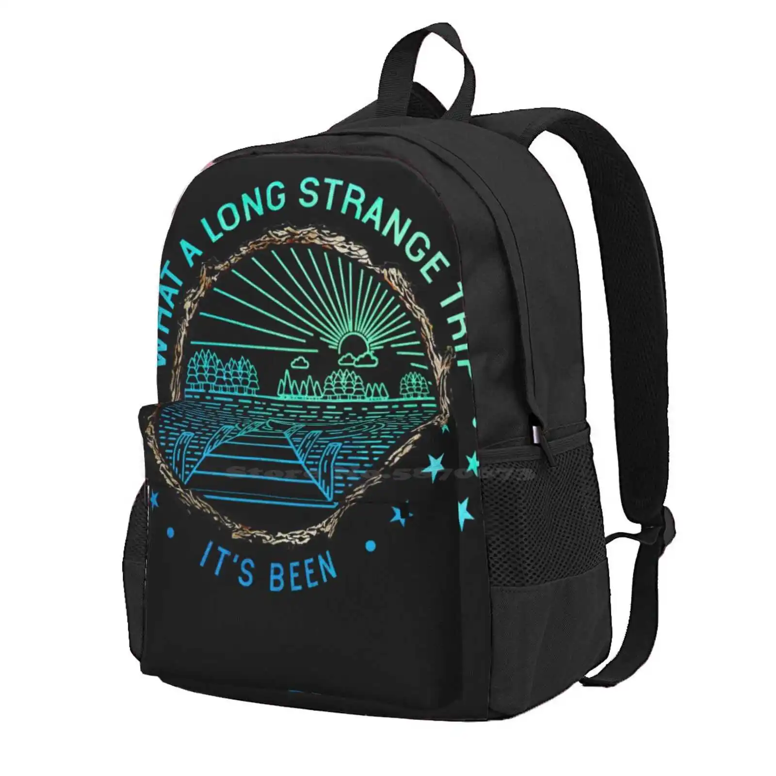 What A Long Strange Trip It'S Been Hot Sale Schoolbag Backpack Fashion Bags Vibes 70S Music Lyrics Band Love Cute Cool