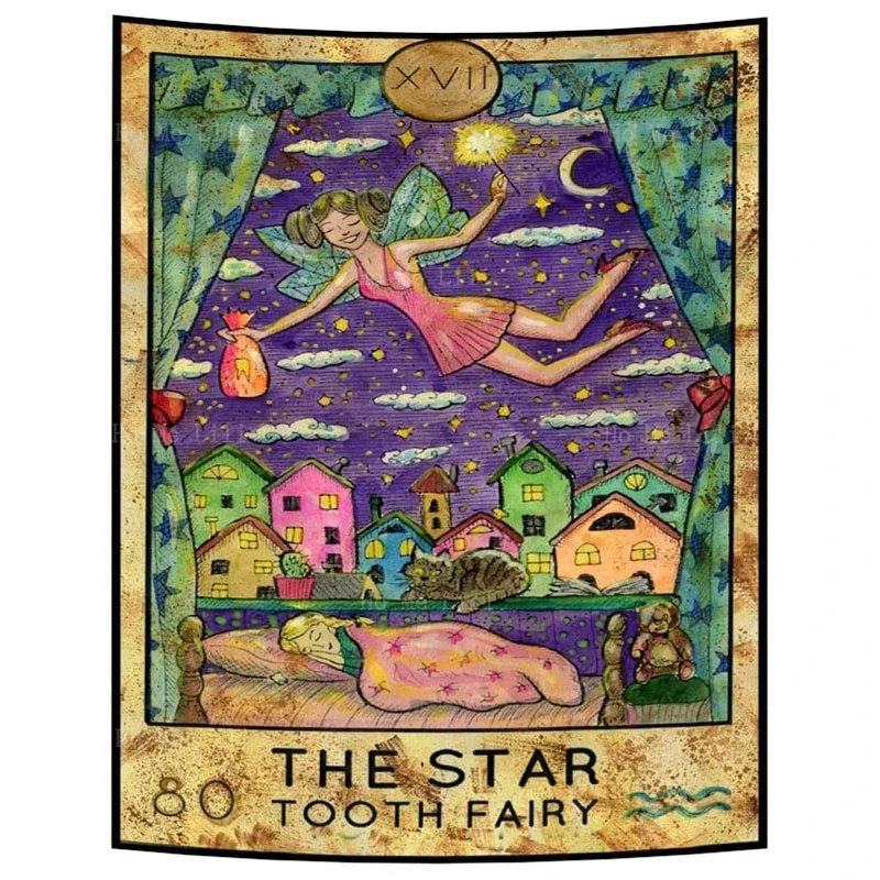 The Star Mysterious Aesthetic Medieval Europe Divination Colorful Tapestry Moon Tarot Card Werewolf Gothic Halloween Home Decor