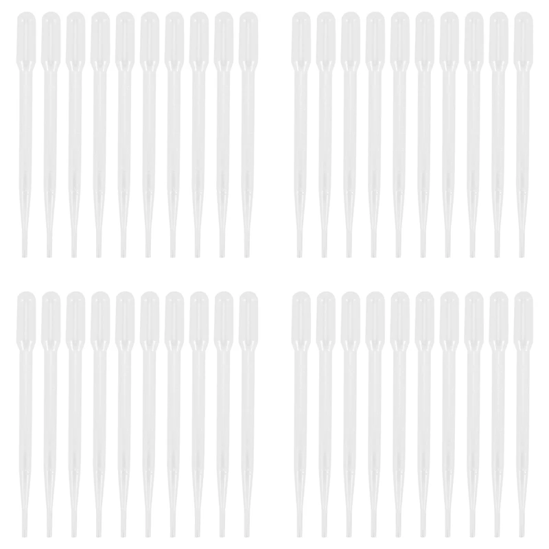 ABRU-40Pcs 3ML Disposable Plastic Eye Dropper Set Transfer Graduated Pipettes