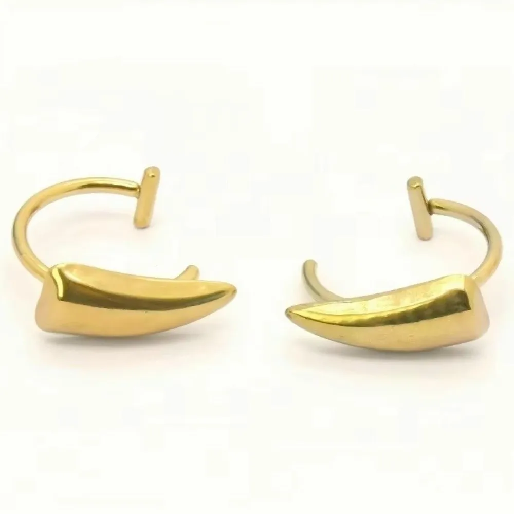 2PCS/Set Exaggerated Fake Lip Ring Non Piercing Gold Faux Piercing Jewelry Stainless Steel Silver Perforation-free Lip Cuff view 2