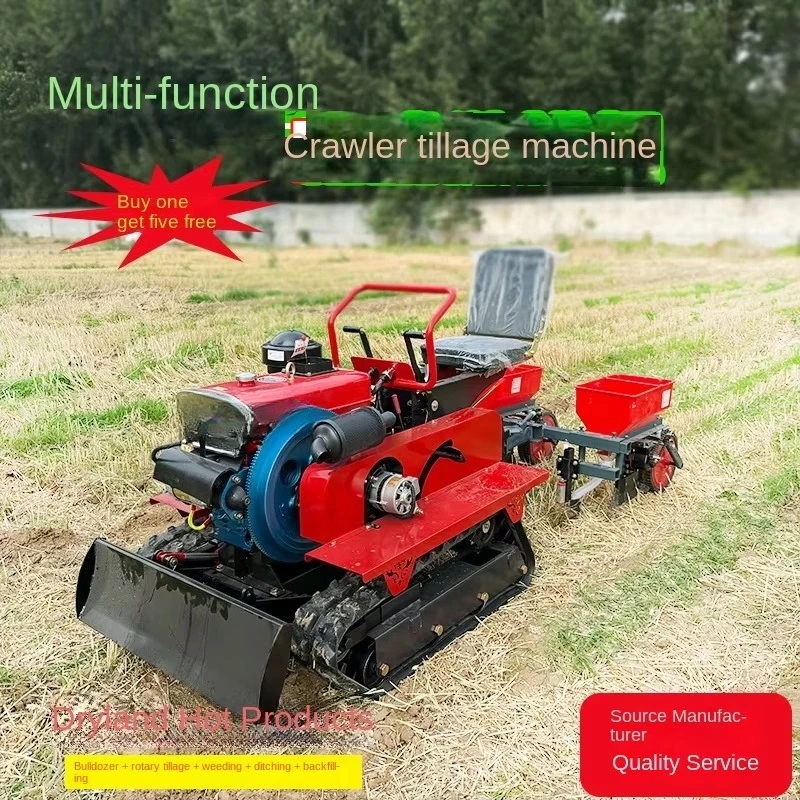 Multifunctional Crawler Rotary Tiller Tractor Weeding Planting Corn Potato Planter Engine for Soil Loosening Ground Plowing