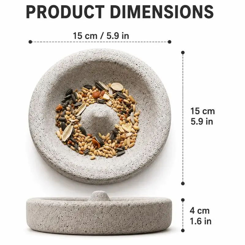 Pumice Bird Feeder Bowl Moisture-proof And Claw-friendly For Parrot Cage Supply