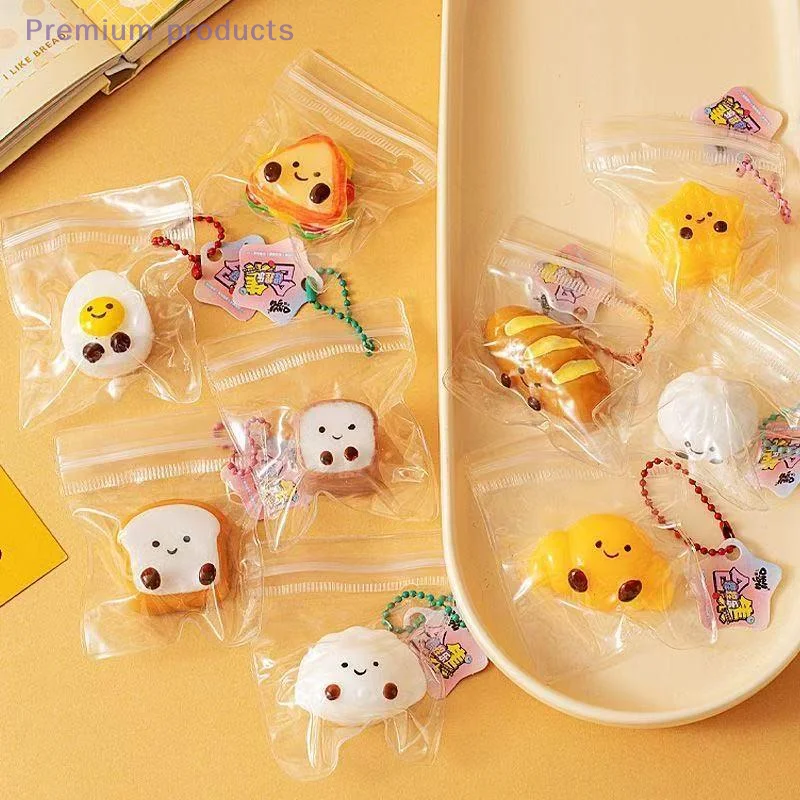 5 pçs chaveiro pingente descompressão brinquedos sensoriais para bonito dos desenhos animados comida squeeze brinquedo mini lento alívio do estresse brinquedos crianças adultos