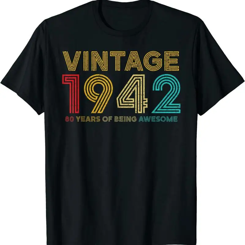 

NEW 80 Year Old Vintage 1942 Limited Edition 80th Birthday T Shirt Size S 3XL